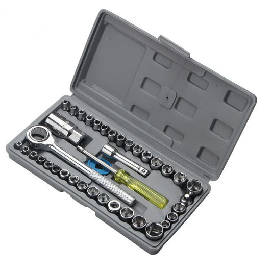 Set Complet Trusă Scule 40 Chei Tubulare, Sistem Metric și SAE