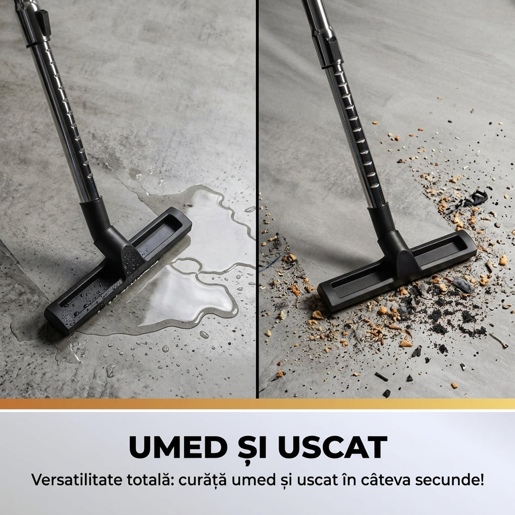 Aspirator Dust Master Umed și Uscat 2000W, Cuvă Inox 25 L, Funcție de Suflare, pentru Curățenie Rapidă în Casă, Garaj, Mașină și Atelier