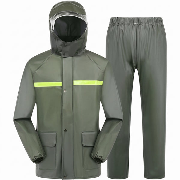 Costum de Ploaie Impermeabil Reflectorizant pentru Pescuit, Camping |  Mărime Universală (Max 185 cm, Max 90 kg)