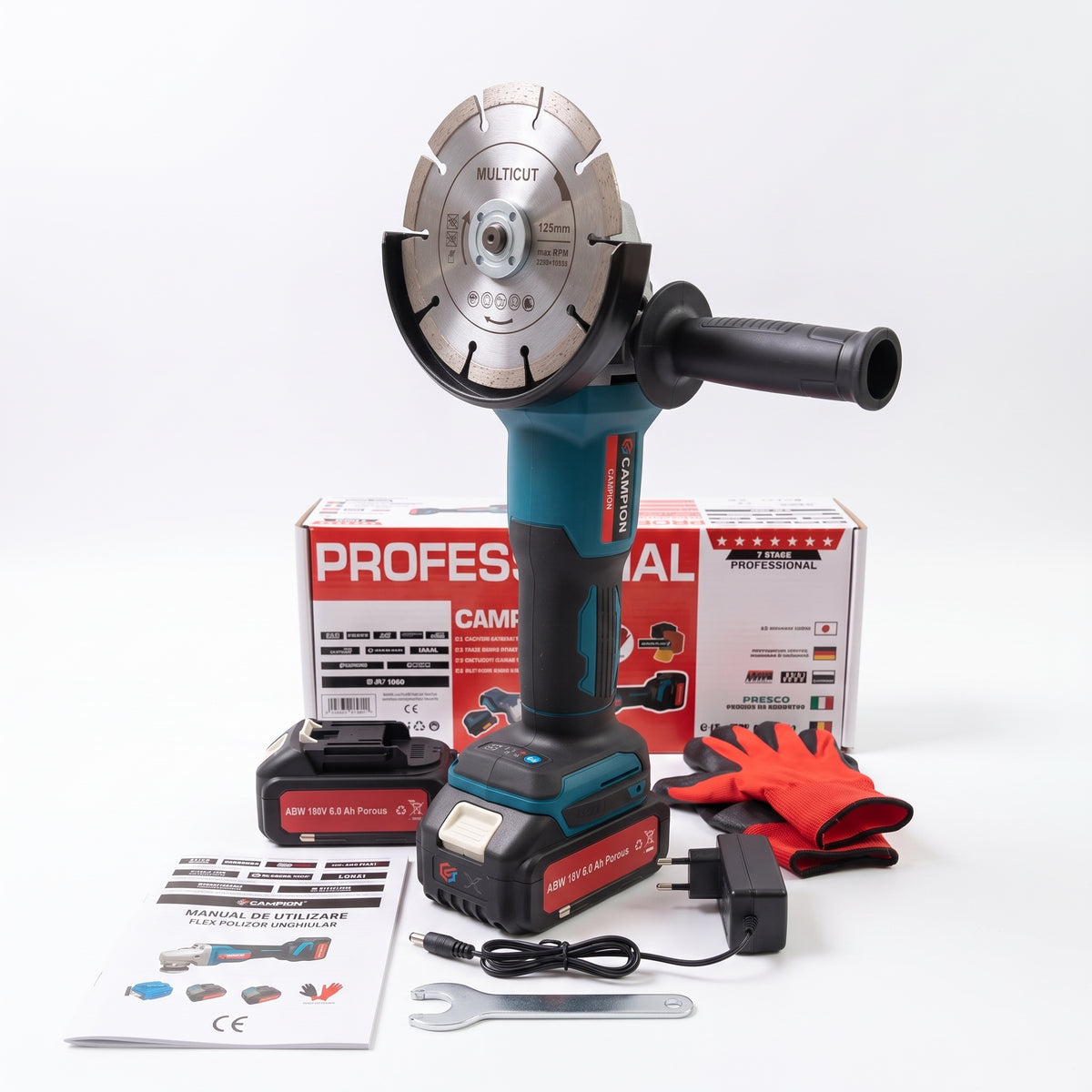 Polizor Unghiular Profesional (Flex) Campion PRO, 48V, cu 2 Acumulatori și Accesorii - Taie rapid orice material