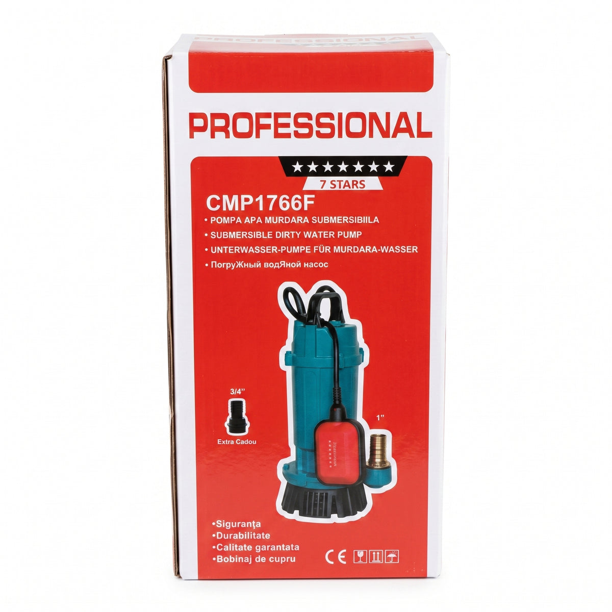 Pompă Submersibilă Apă Murdară Campion QDX3, 0.75kW, 1HP, Debit 3 mc/h, Inălțime Refulare 25m, 2860RPM, 110-220V, cu Plutitor