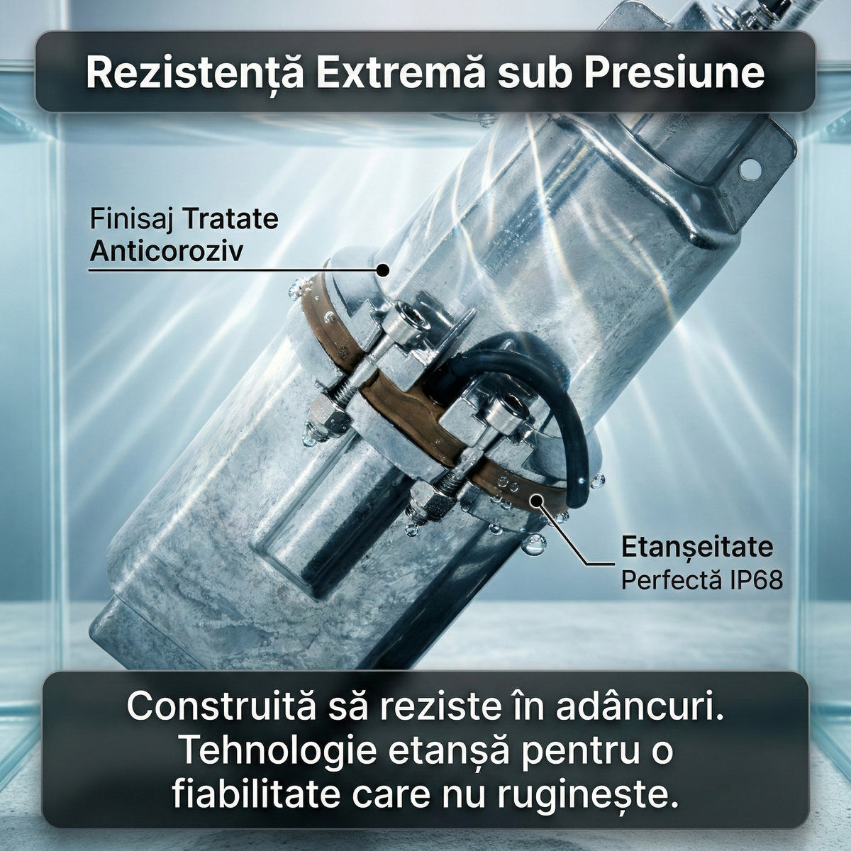 Pompă de Apă Submersibilă CAMPION cu Vibrație VMP60 , 1000W, Debit 2400 l/h, Înălțime 60m, Bobinaj Cupru, Argintiu