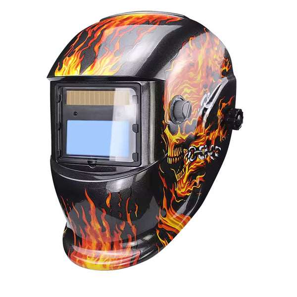 Mască de Sudură Heliomată Automată cu Ecran LCD, Încărcare Solară, Răspuns 0.1ms, Protecție UV/IR DIN15, Senzori Arc Electric