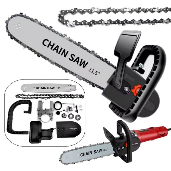 Set Complet Adaptor Drujbă Universal pentru Polizor Unghiular, Lamă 30 CM, Lanț 22 Dinți Inclus, Oțel Carbon