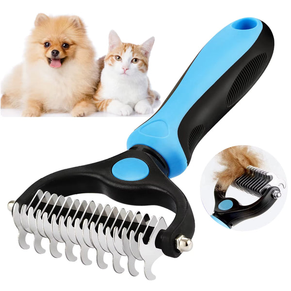 Perie Profesională pentru Îndepărtarea Părului la Animale de Companie, Trimmer cu Dinți din Oțel Inoxidabil, Mâner Ergonomic