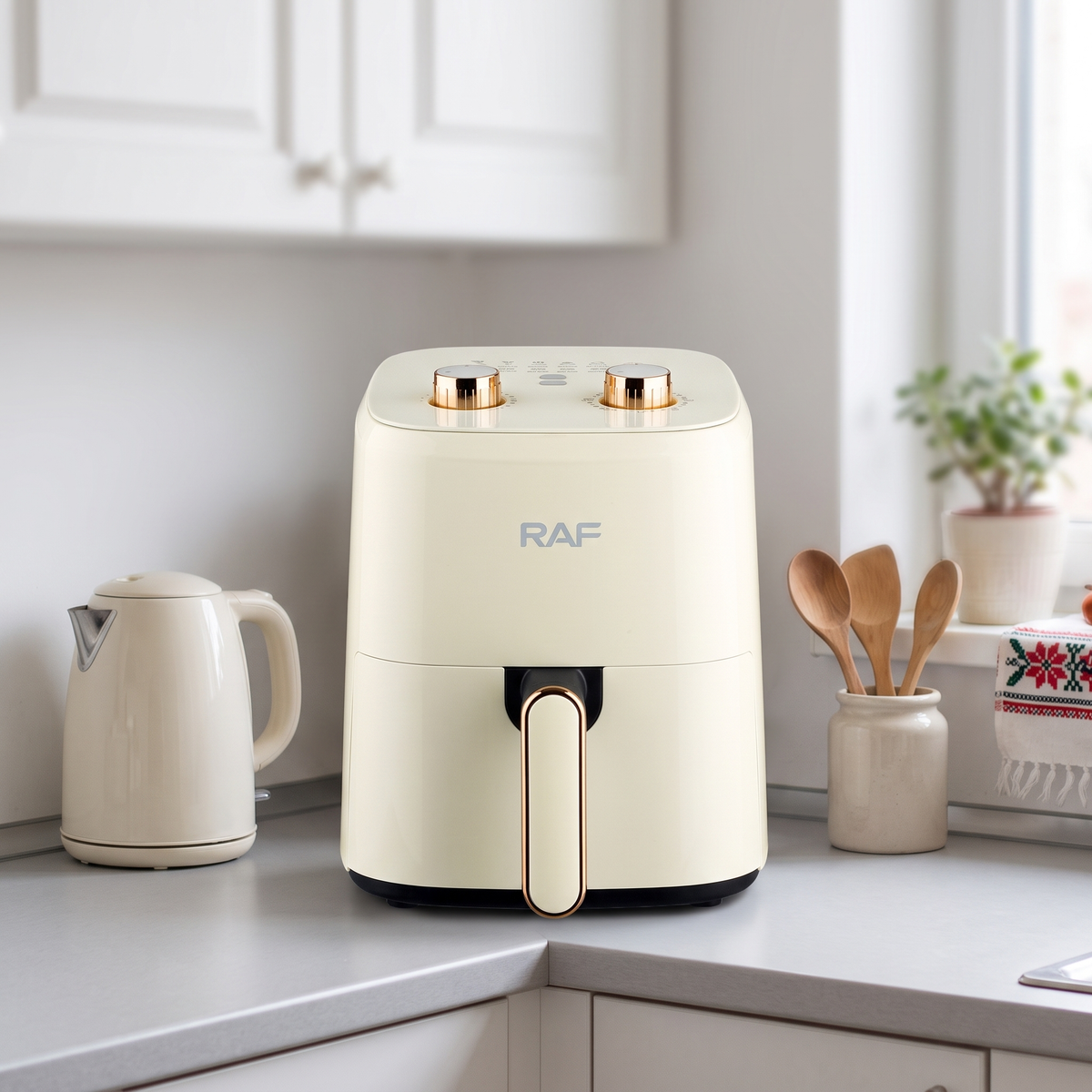 Friteuză Air Fryer RAF R5237 cu Aer Cald, Capacitate 3 L, 1300W, Timer 60 Min, pentru Preparate Crocante fără Ulei