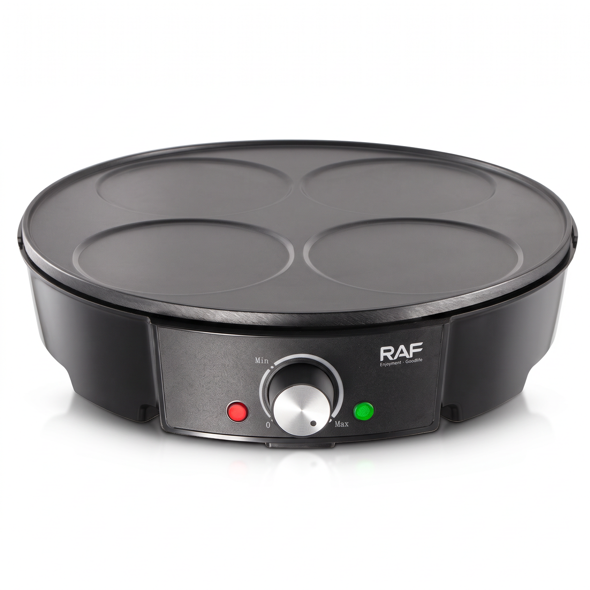 Aparat Electric RAF R2508 pentru Clătite Americane, 1200W, Placă Antiaderentă 30 cm cu 4 Forme, pentru Ouă, Omlete și Mic Dejun Rapid Acasă