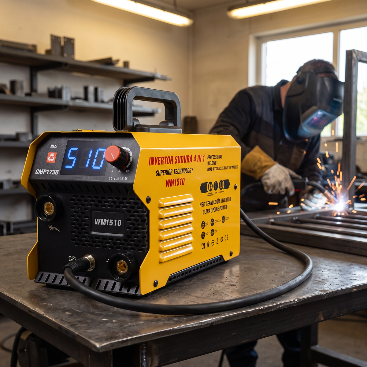 Aparat de Sudură URAL MASH CMP1730, Invertor 3 în 1 MMA/MIG/MAG, 510A, Afișaj Digital, pentru Atelier, Garaj și Construcții Metalice