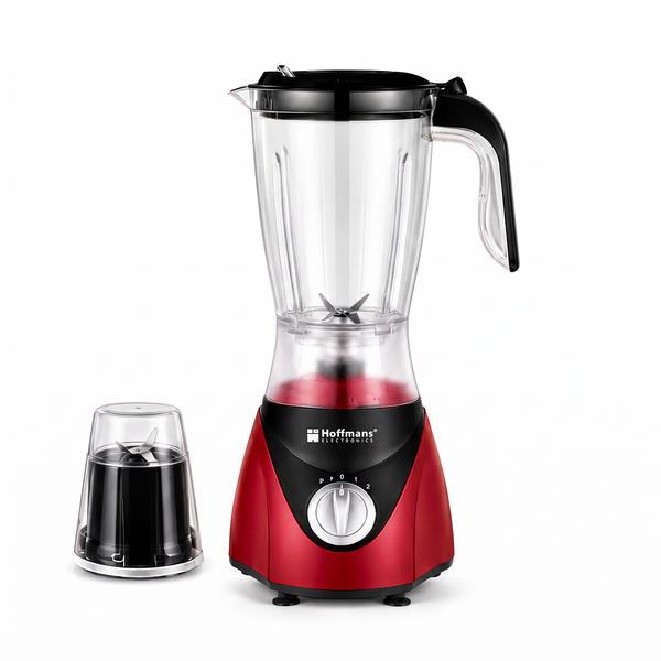 Blender Hoffmans HM-2101 2 în 1 cu Râșniță, 600W, Vas 1,5 L, pentru Smoothie, Supe Cremă și Cafea Proaspăt Măcinată
