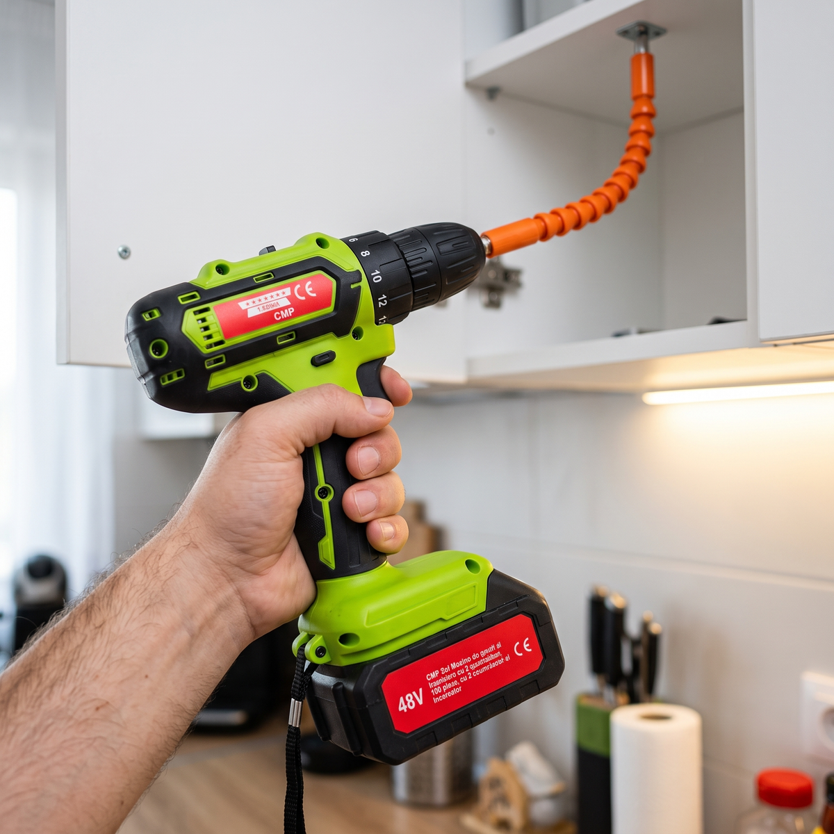 Autofiletantă Campion Professional CMP1836G 48V, Mașină de Înșurubat cu 2 Acumulatori 4Ah, 2 Viteze, Trusă 96 Piese, pentru Montaj și Reparații