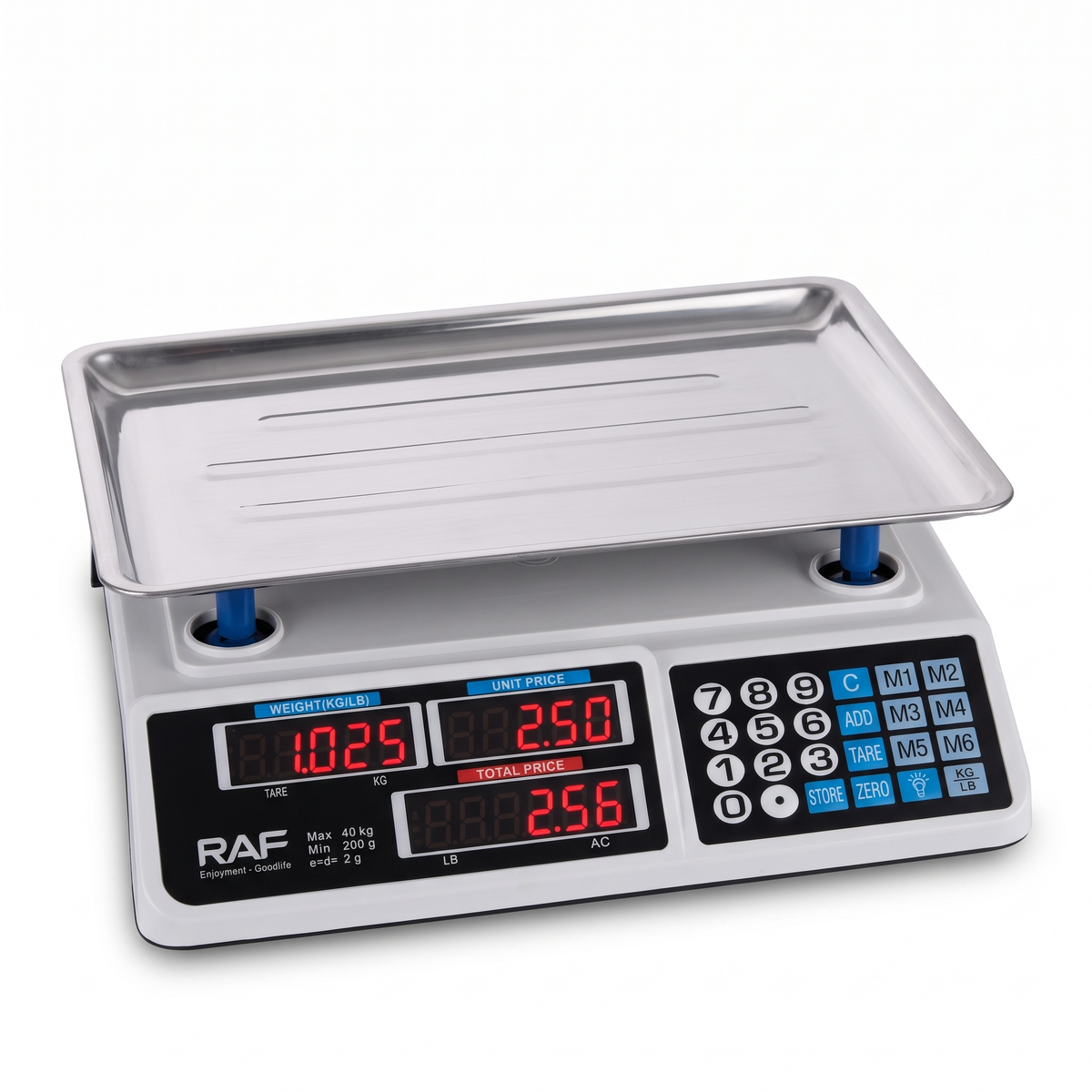 Cântar Electronic Comercial RAF R.10040, 40 Kg, Afișaj LED cu Calcul Preț, pentru Magazin, Piață și Bucătărie