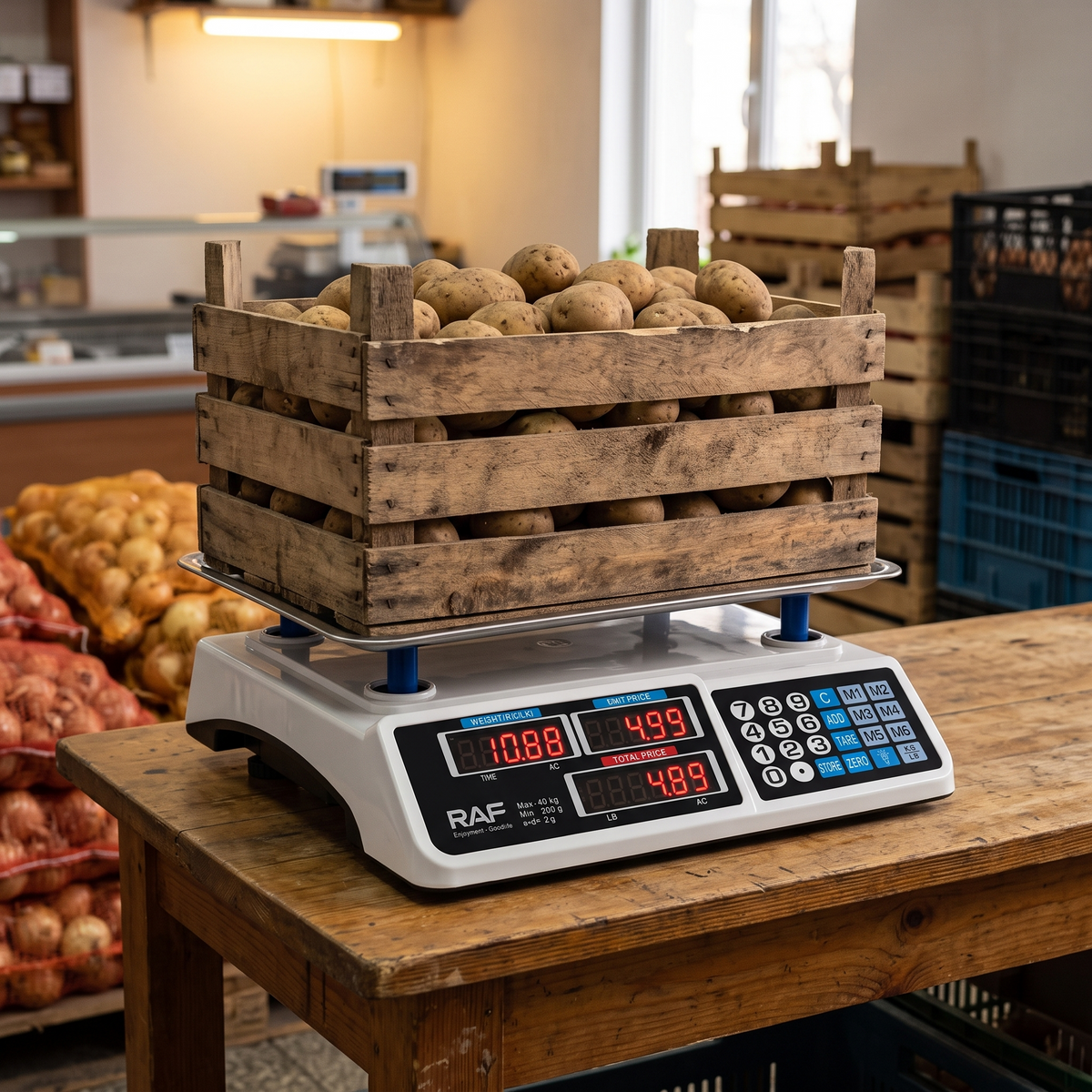 Cântar Electronic Comercial RAF R.10040, 40 Kg, Afișaj LED cu Calcul Preț, pentru Magazin, Piață și Bucătărie