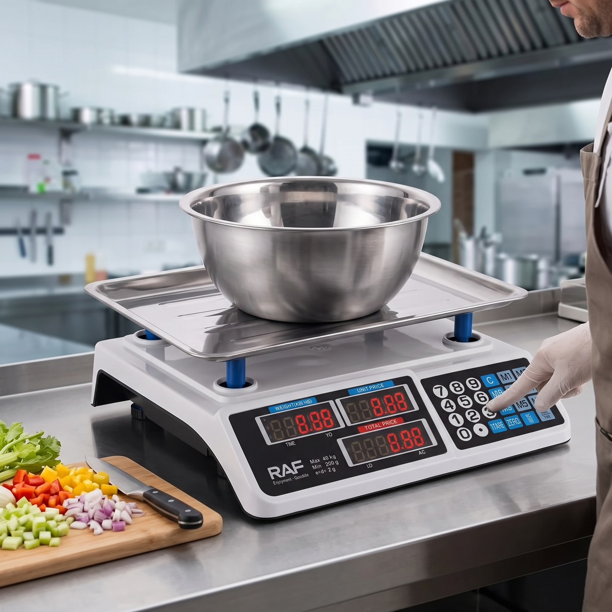 Cântar Electronic Comercial RAF R.10040, 40 Kg, Afișaj LED cu Calcul Preț, pentru Magazin, Piață și Bucătărie
