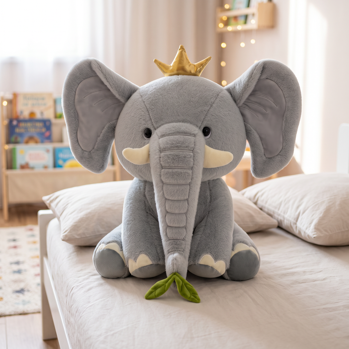 Jucărie de Pluș Elefant 2 în 1 cu Pătură Ascunsă, 47 cm, Pătură Moale 160 x 100 cm