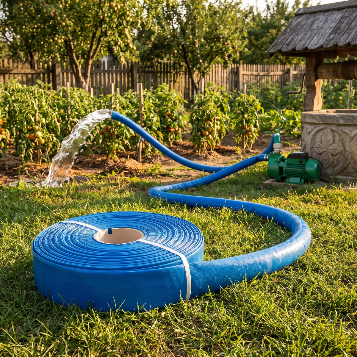Furtun Refulare Craft-tec MX390 Flat PVC 2 Țoli, 50 m, Albastru, pentru Pompă de Apă, Irigații și Golit Beciul în Gospodărie