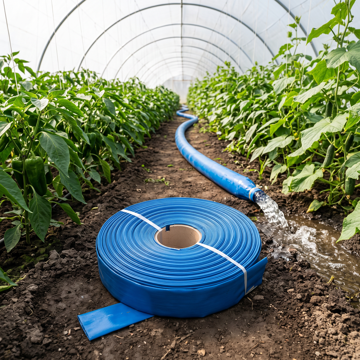 Furtun Refulare Craft-tec MX390 Flat PVC 2 Țoli, 50 m, Albastru, pentru Pompă de Apă, Irigații și Golit Beciul în Gospodărie