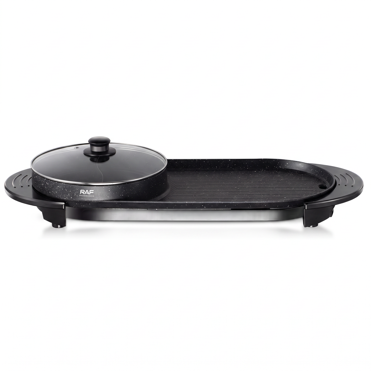Grill Electric RAF R.5413 2 în 1 cu Oală 2,5 L și Capac, 1800W, 160-220°C, pentru Fripturi, Supe și Mese în Familie