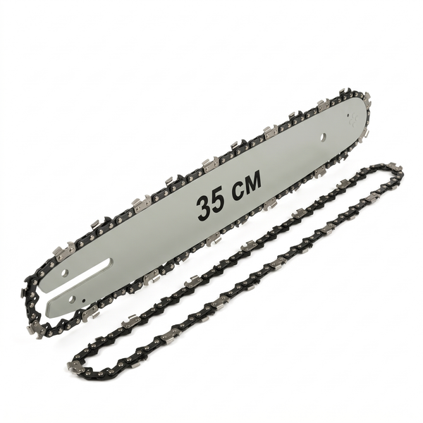 Set Lamă Drujbă Craft-Tec ST25 35 cm / 14" cu 2 Lanțuri 3/8" Low Profile, 1,3 mm, 50 Zale, MX1073, pentru Tăiat Lemne, Crengi și Bușteni