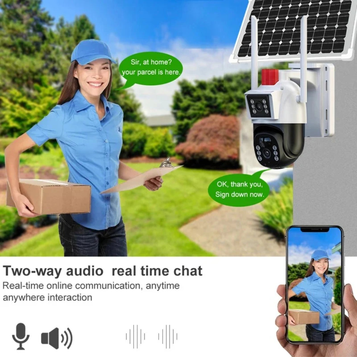 Cameră Solară Dublă 8K| SIM 4G | Smart AI V380-Pro, Aplicație Live, Vedere Nocturnă, 8 MegaPixeli
