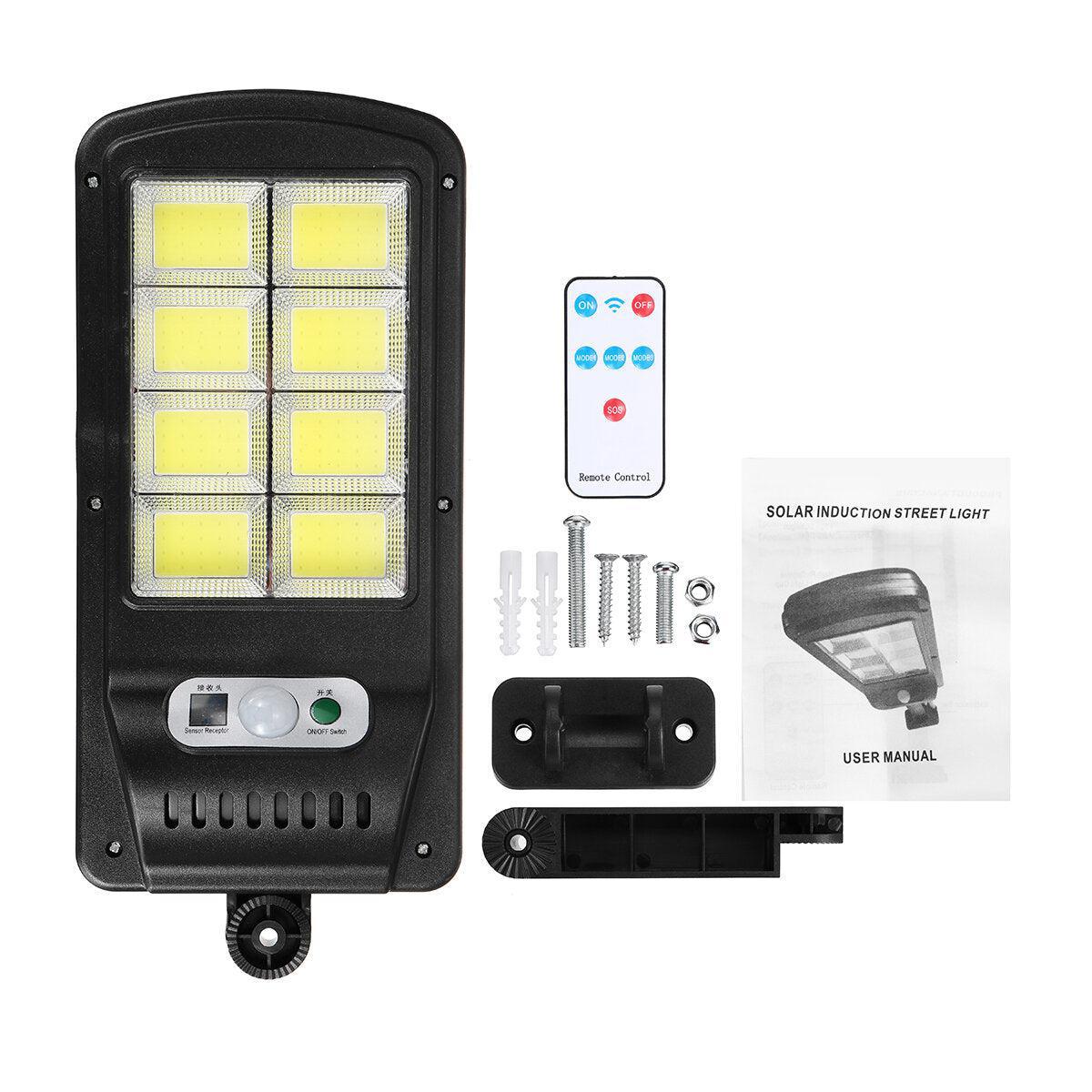 Set 5 Lampi LED Solare 150W COB 160 LED-uri cu Senzor de Mișcare, Autonomie 12-14 ore, IP65