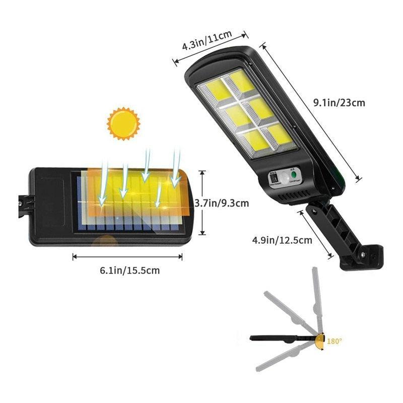 Set 5 Lampi LED Solare 150W COB 160 LED-uri cu Senzor de Mișcare, Autonomie 12-14 ore, IP65