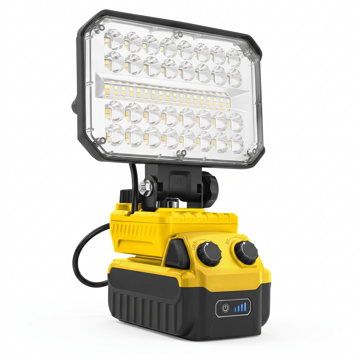 Lampă de Lucru LED cu Acumulator 18V 3500 mAh, 80W, 3800 Lumeni, Lumină Caldă și Rece, Port USB și Type-C, pentru Garaj, Șantier și Pescuit