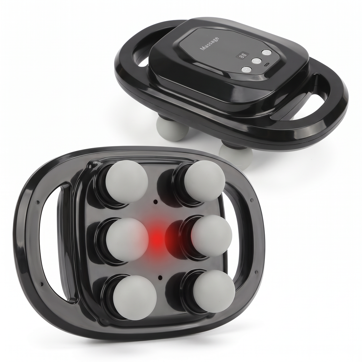Aparat de Masaj Electric cu 6 Capete Rotative și Lumină Roșie, 20 Trepte de Intensitate, Încărcare USB, pentru Spate, Umeri, Brațe și Coapse