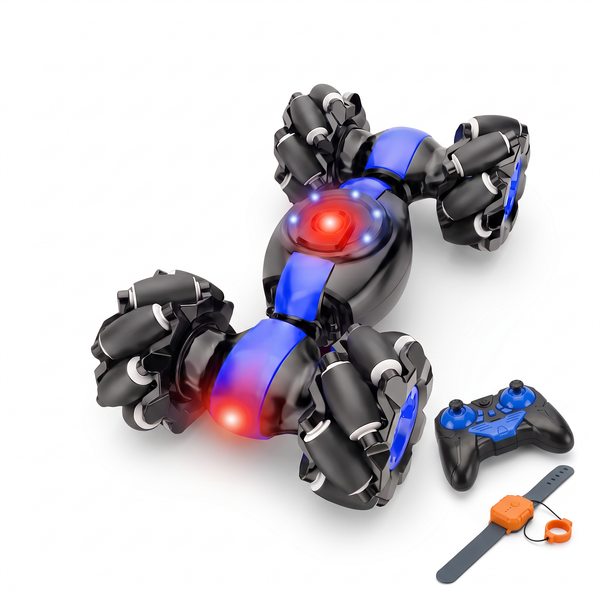 Mașinuță Stunt Cross 4WD cu Telecomandă 2.4 GHz și Ceas cu Control Gestual, Rotire 360°, pentru Cascadorii pe Orice Teren