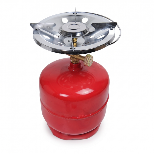 Butelie Camping 5 L cu Arzător, Aragaz Portabil 3 kg cu Robinet Reglabil, pentru Gătit în Curte, la Țară, la Pescuit și pe Munte