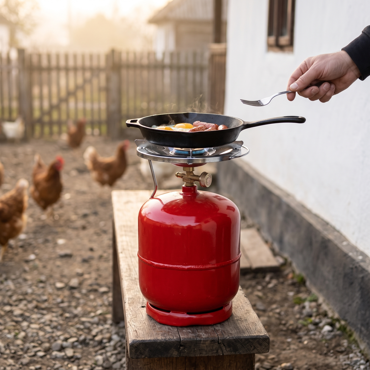 Butelie Camping 5 L cu Arzător, Aragaz Portabil 3 kg cu Robinet Reglabil, pentru Gătit în Curte, la Țară, la Pescuit și pe Munte