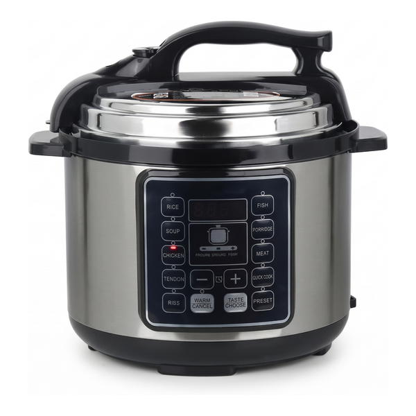 Oală sub Presiune Electrică 6 L, 900W, 12 Funcții, Afișaj LED, Programare 24 h, Vas Antiaderent