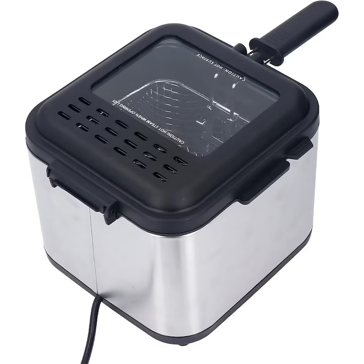 Friteuză Tradițională SonyMax cu Ulei 2,5 L, 1000W, Inox, Termostat Reglabil, pentru Cartofi Prăjiți și Gustări Crocante Acasă