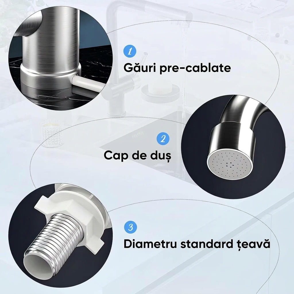 Robinet Electric Instant din Inox cu Rotire 360° – Apă Caldă Imediat pentru Confortul Tău Zilnic