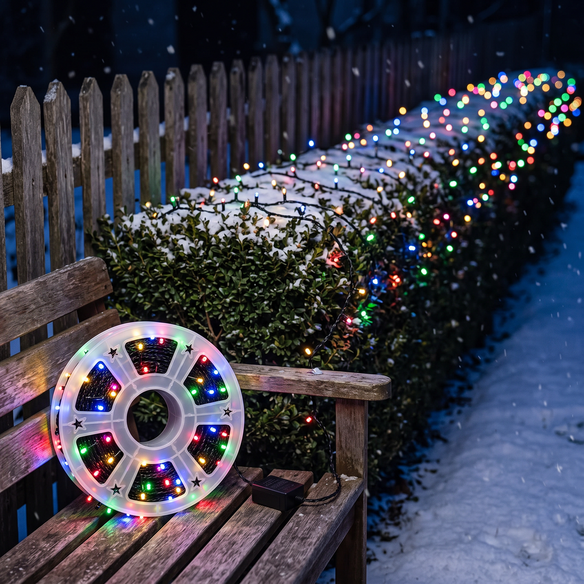 Instalație de Crăciun LED 100 m, 600 LED-uri Multicolore, 8 Jocuri de Lumini, pe Rolă, pentru Brad, Fațadă și Grădină