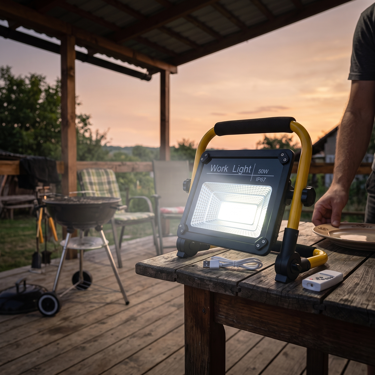 Proiector Solar LED SolWork 50W, 4000 Lumeni, IP67, cu Telecomandă și Suport Reglabil