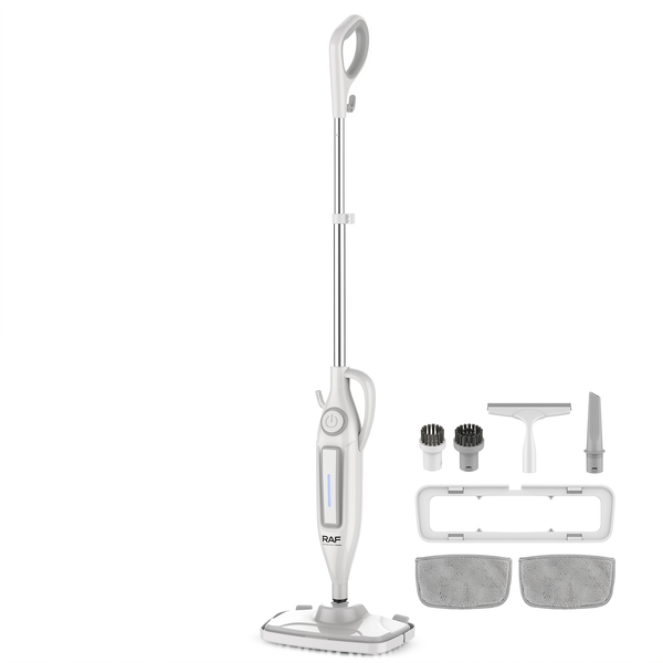 Mop cu Abur RAF R.8772 1250W, 10 în 1 cu 7 Capete și Rezervor 330 ml, pentru Podele, Gresie și Covoare Curate fără Detergenți