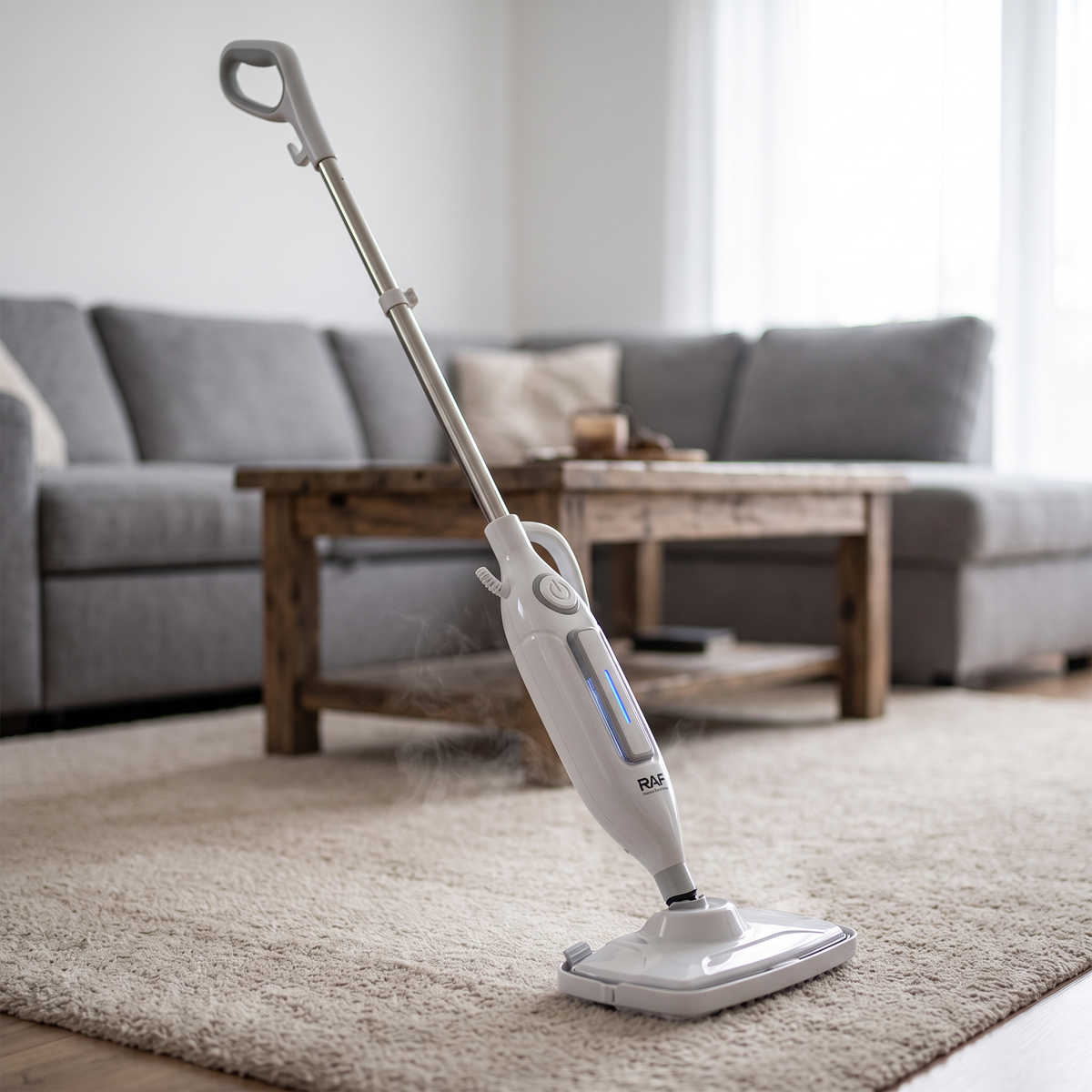 Mop cu Abur RAF R.8772 1250W, 10 în 1 cu 7 Capete și Rezervor 330 ml, pentru Podele, Gresie și Covoare Curate fără Detergenți